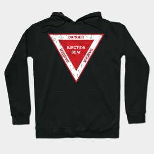 Ejection Seat Danger Warning Triangle Military Fighter Jet Aircraft Distressed Design Hoodie